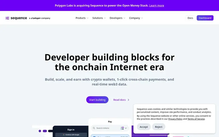 Screenshot of the Sequence homepage