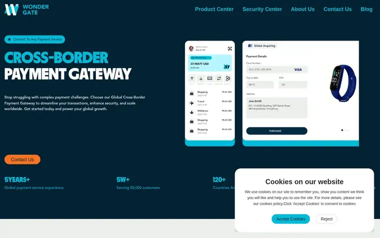 Screenshot of the Wondergate homepage
