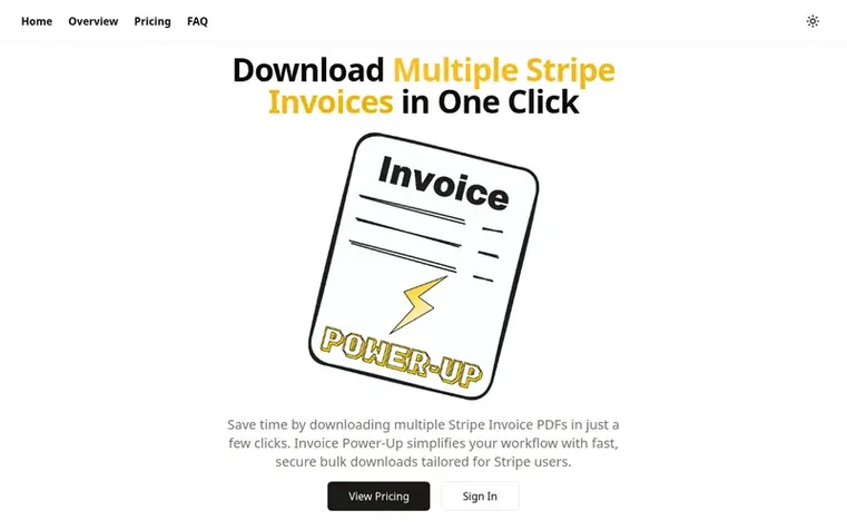 Screenshot of the Invoice Power-Up homepage