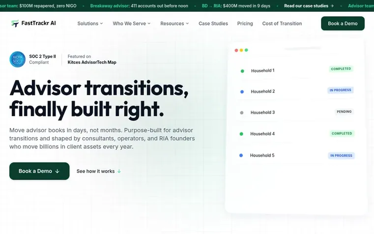 Screenshot of the FastTrackr AI homepage