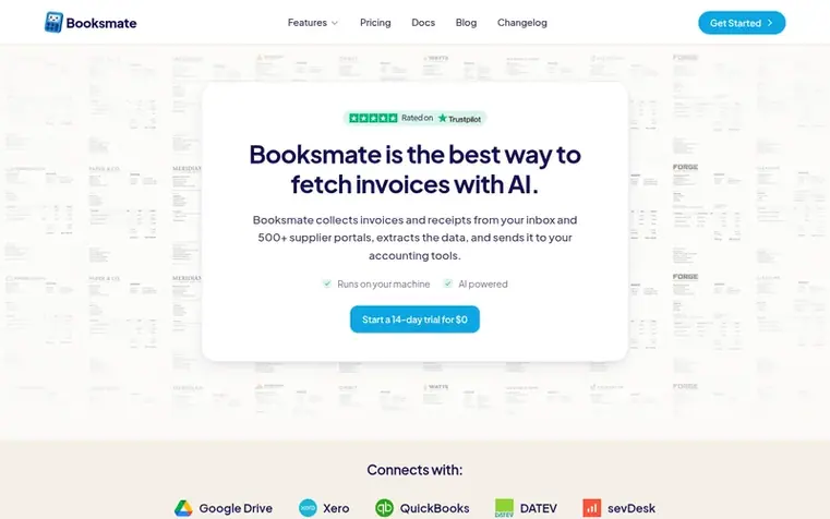 Screenshot of the Booksmate homepage