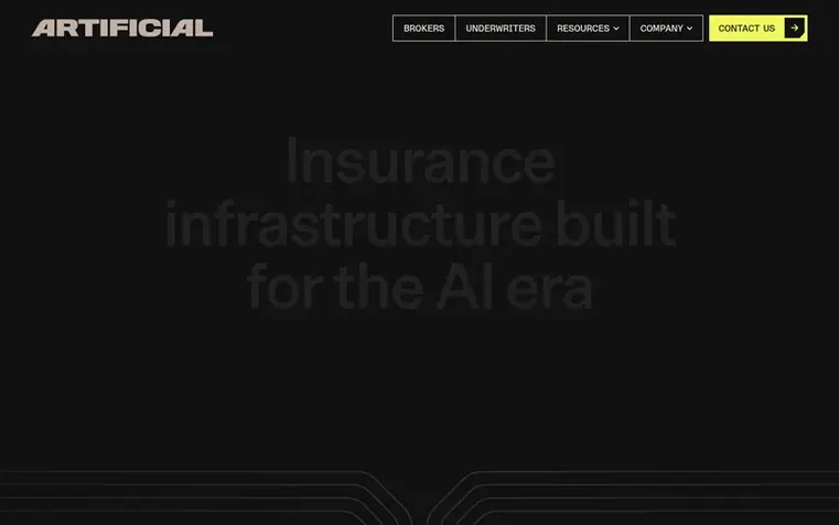Screenshot of the Artificial homepage
