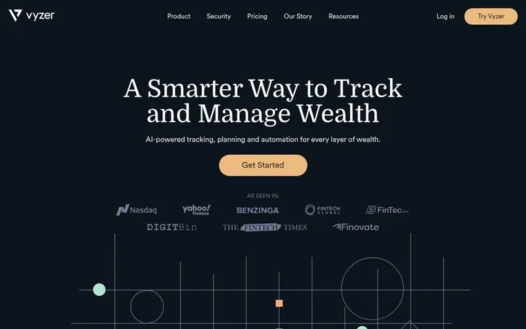 Screenshot of the Vyzer homepage