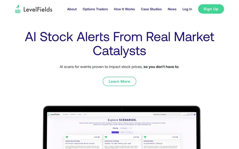 Screenshot of the LevelFields™ homepage