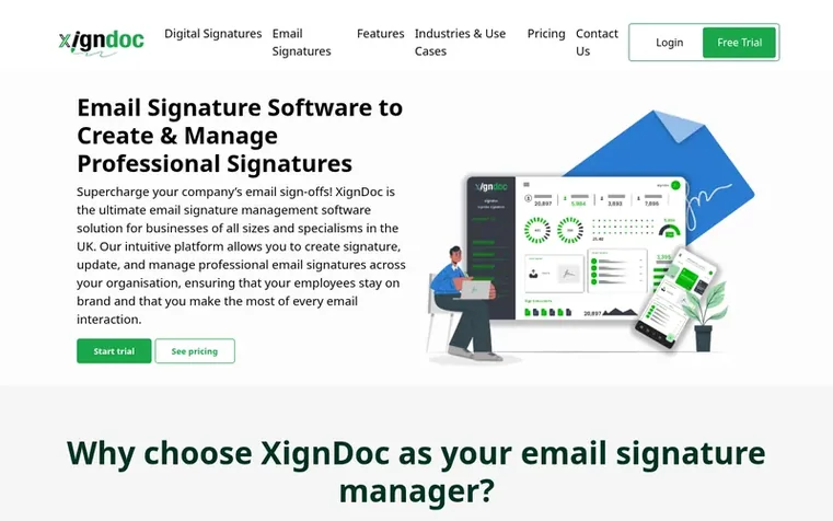 Screenshot of the XignDoc™ homepage
