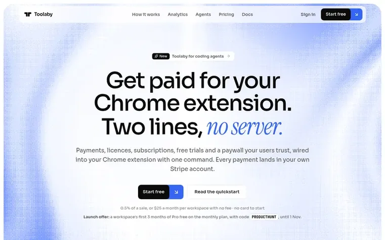 Screenshot of the Toolaby homepage