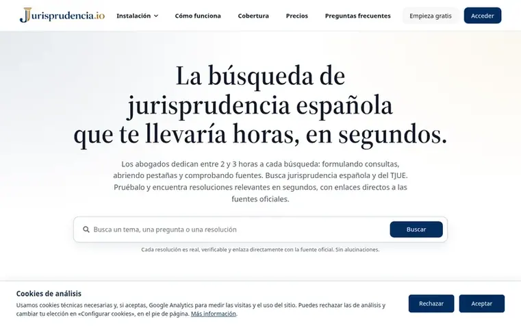 Screenshot of the Jurisprudencia.io homepage
