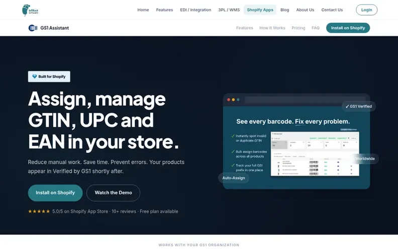 Screenshot of the GS1 Assistant homepage