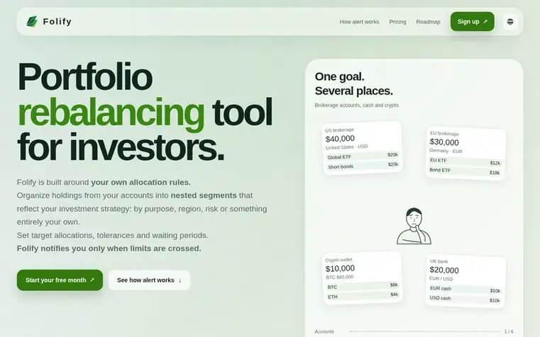 Screenshot of the Folify homepage