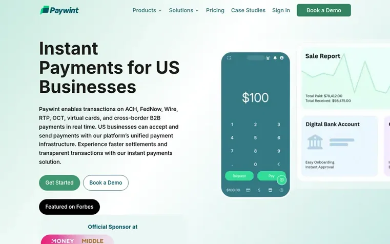 Screenshot of the Paywint homepage