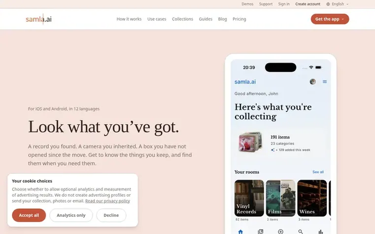 Screenshot of the samla.ai homepage