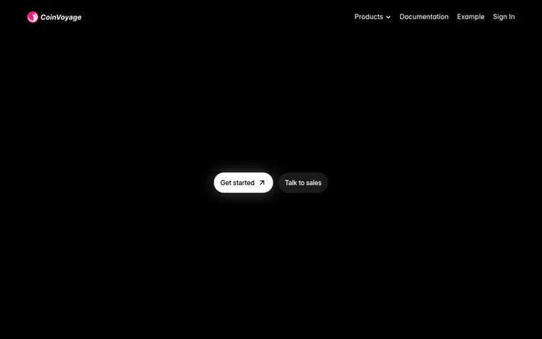 Screenshot of the CoinVoyage homepage