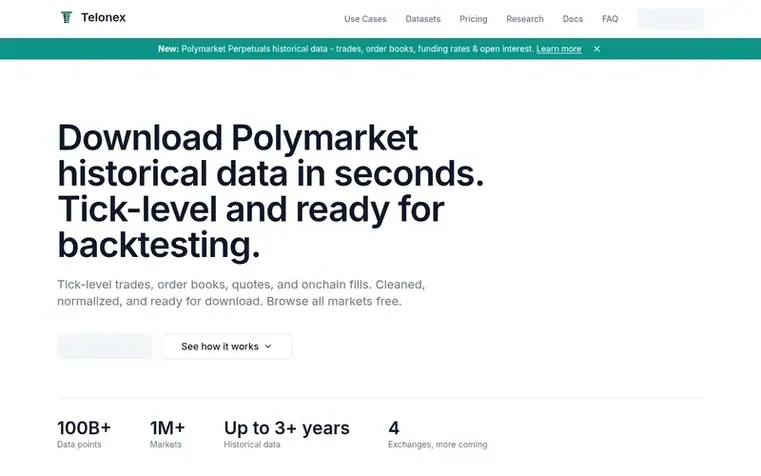 Screenshot of the Telonex homepage
