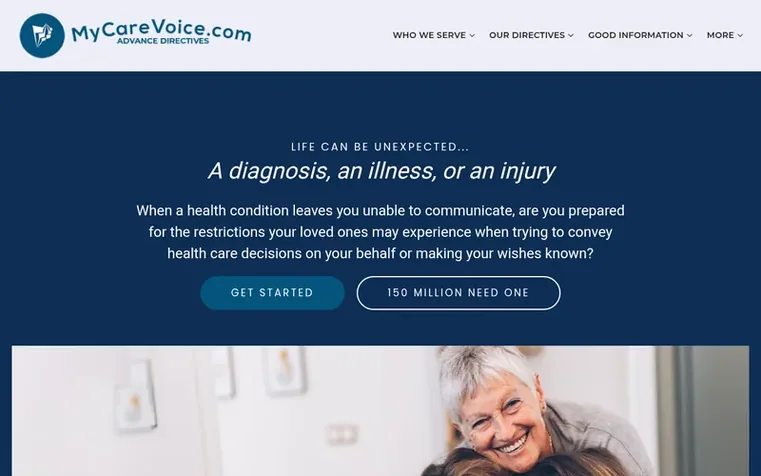 Screenshot of the My Care Voice™ homepage
