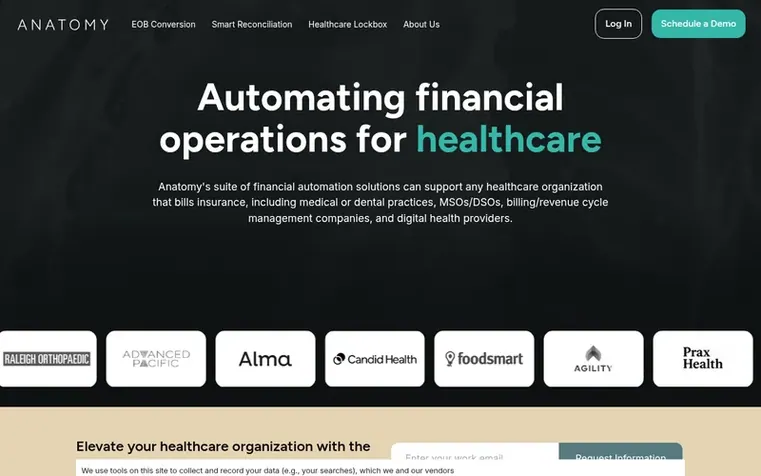 Screenshot of the Anatomy homepage