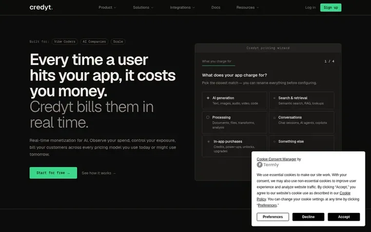 Screenshot of the Credyt™ homepage