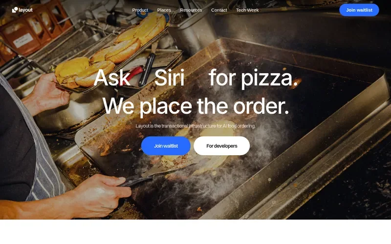 Screenshot of the Layout homepage