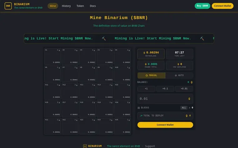 Screenshot of the Binarium homepage