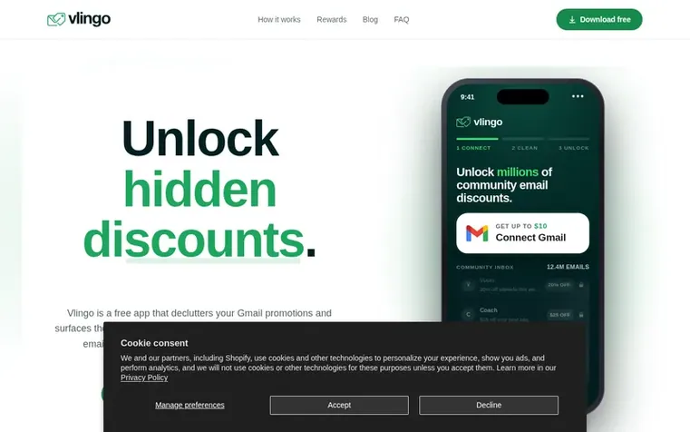 Screenshot of the vlingo homepage