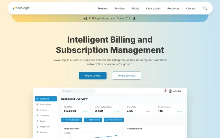Screenshot of the Saaslogic homepage