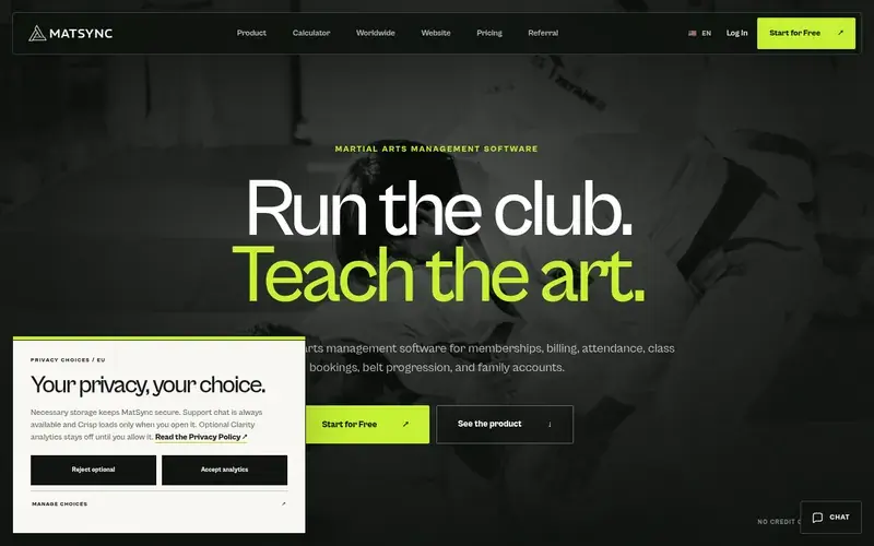 Screenshot of the MatSync homepage