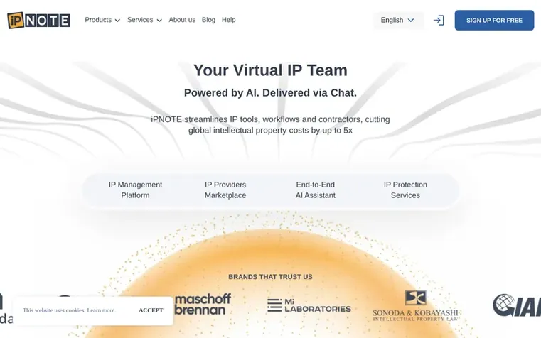 Screenshot of the iPNOTE homepage