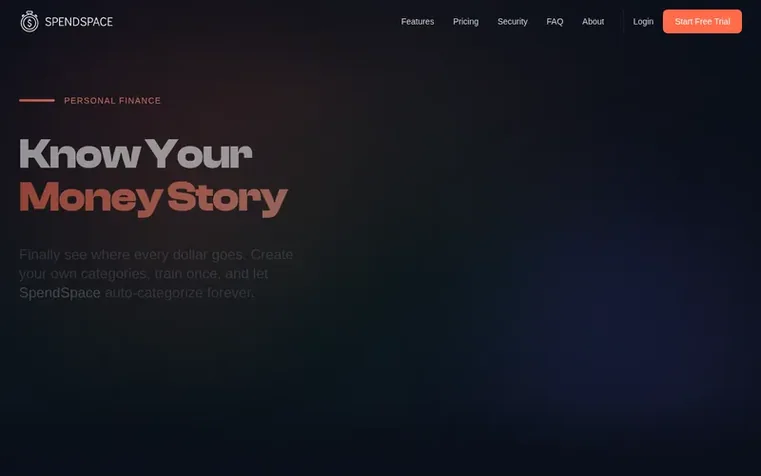 Screenshot of the SpendSpace homepage