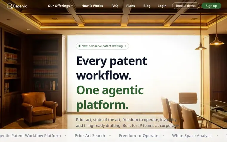 Screenshot of the Esgenix homepage