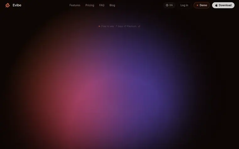 Screenshot of the Evibe homepage