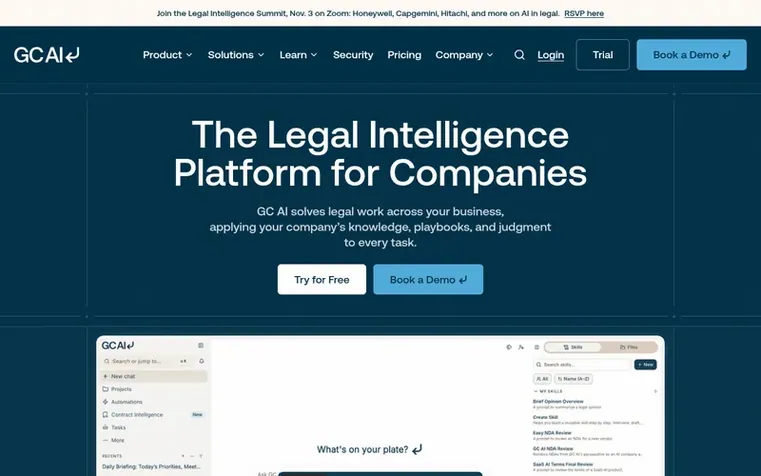 Screenshot of the GC AI homepage