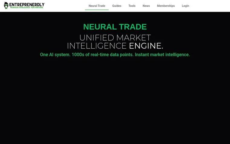 Screenshot of the Neural Trade homepage