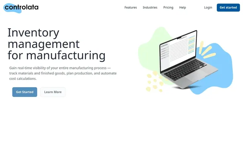 Screenshot of the Controlata homepage