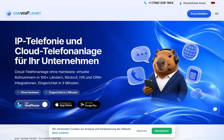 Screenshot of the OneVOIPlanet homepage
