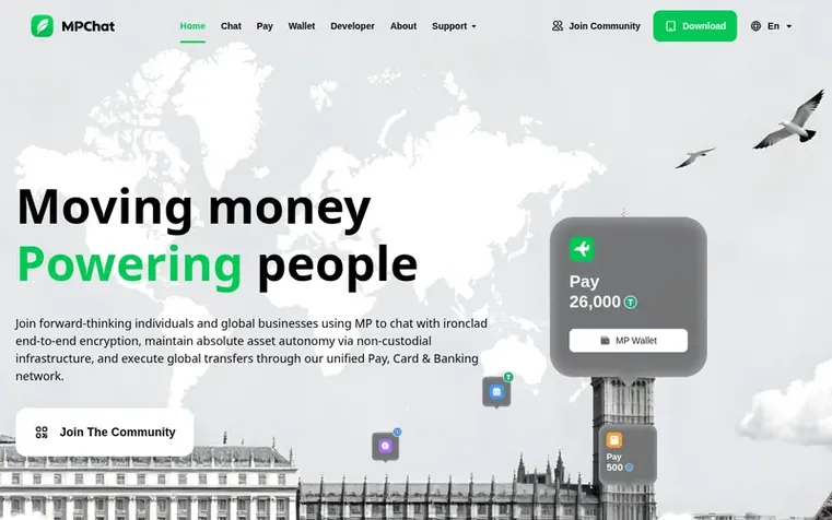 Screenshot of the MPChat homepage