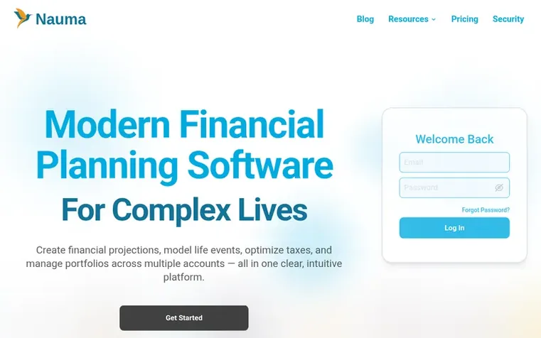 Screenshot of the Nauma homepage
