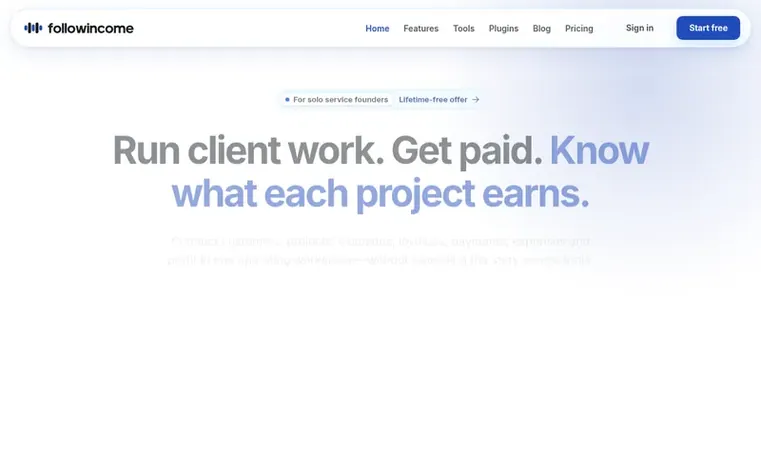 Screenshot of the FollowIncome homepage