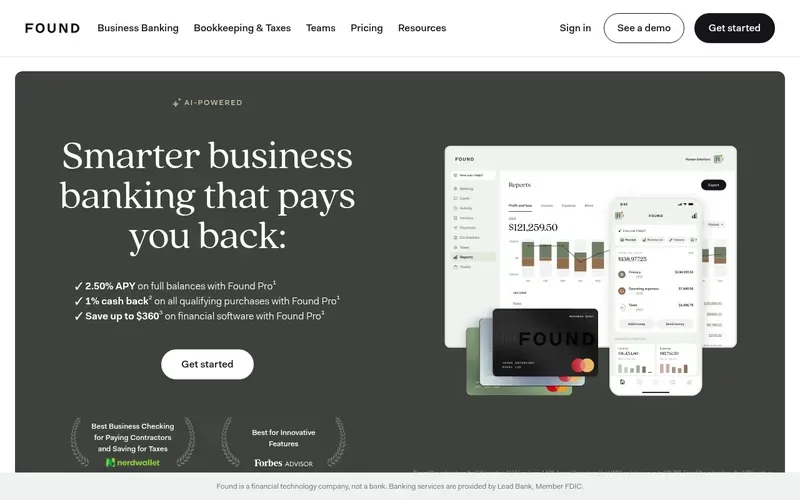 Screenshot of the Found homepage