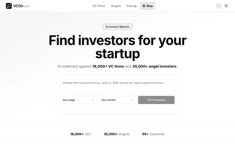 Screenshot of the VCDir homepage