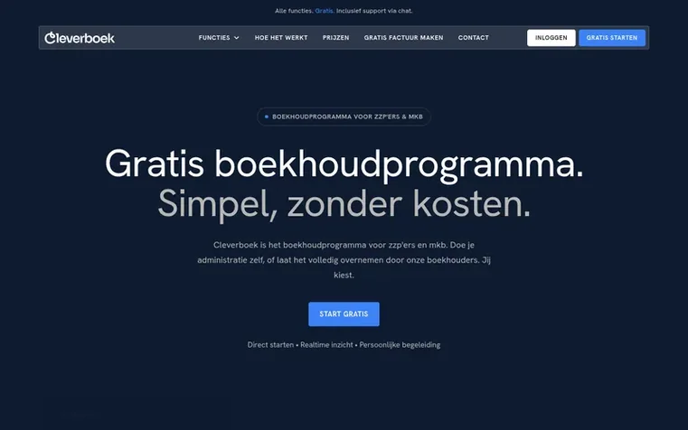 Screenshot of the Cleverboek homepage