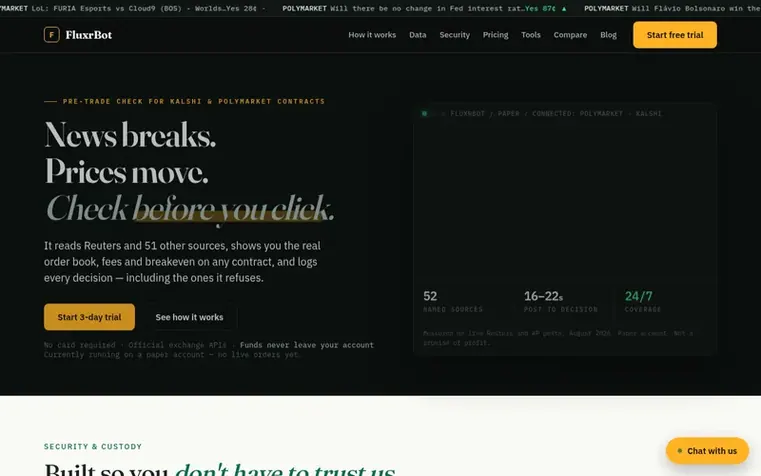 Screenshot of the FluxrBot homepage