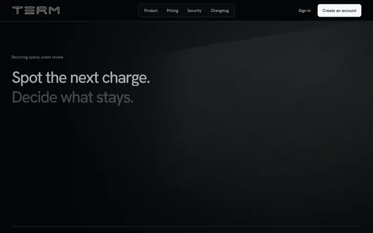 Screenshot of the TERM homepage