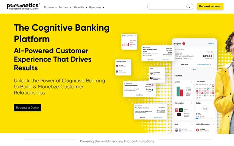 Screenshot of the Personetics homepage
