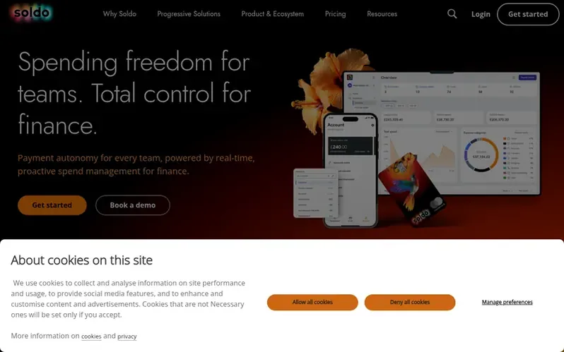 Screenshot of the Soldo® homepage