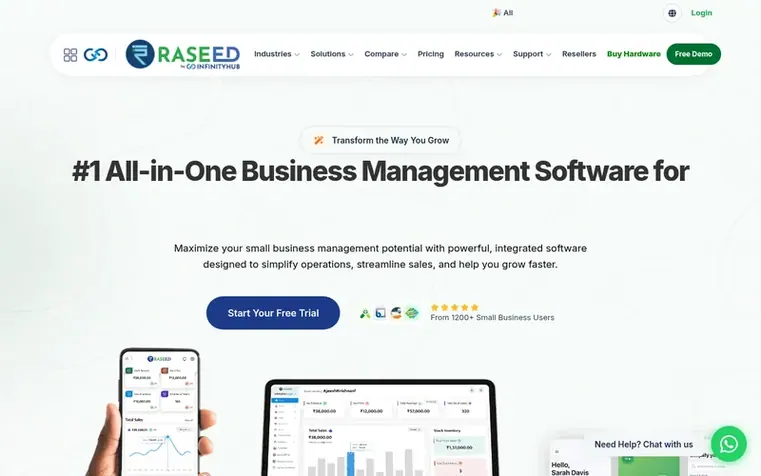 Screenshot of the Raseed homepage